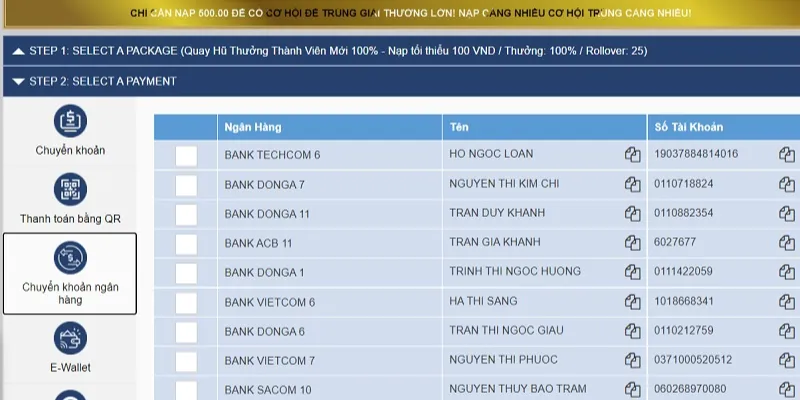 Các phương thức nạp tiền UW88 đang cung cấp