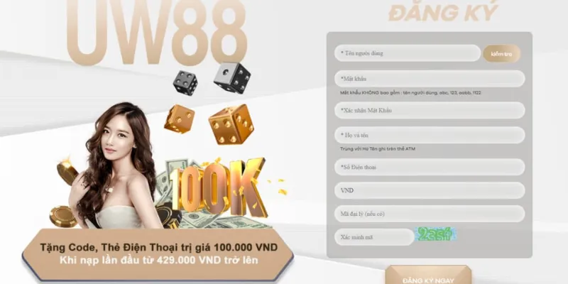 Đăng ký tài khoản UW88 bắt đầu hành trình cá cược